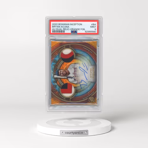2022 Bowman Inception Autograph Dual Relics #BA Bryan Acuna - Orange Foil (PSA 9 MINT)