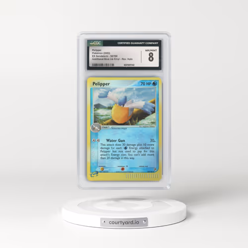 2003 EX Sandstorm (2003 Copyright, w/ "e" Symbol) #50/100 Pelipper - Additional Blue Ink Error Rev. Holo (CGC 8 NM-MT)