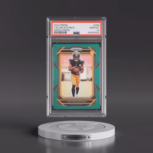 2022 Panini Prizm #338 Calvin Austin III - Green Prizm (PSA 10 GEM MINT)