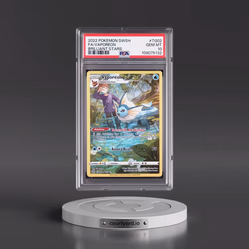 2022 Pokémon Sword & Shield Brilliant Stars #TG02 Vaporeon - Full Art (PSA 10 GEM MINT)