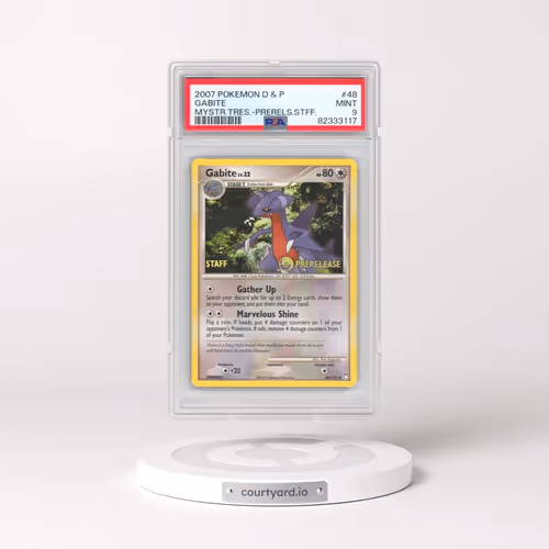 2007 Pokémon Diamond & Pearl Mysterious Treasures #48 Gabite - Prerelease-Staff (PSA 9 MINT)