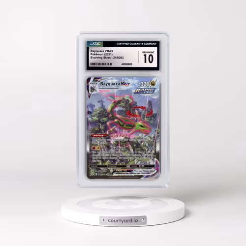 2021 Evolving Skies #218/203 Rayquaza VMAX - Secret Rare Holo (CGC 10 GEM MINT)