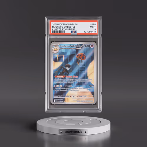2025 Pokémon Dri EN-Destined Rivals #198 Team Rocket's Orbeetle - Illustration Rare (PSA 9 MINT)