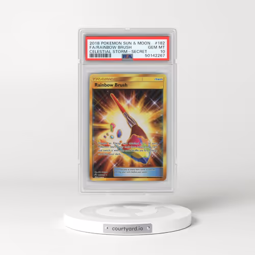 2018 Pokémon Sun & Moon Celestial Storm #182 Rainbow Brush - Full Art Secret (PSA 10 GEM MINT)
