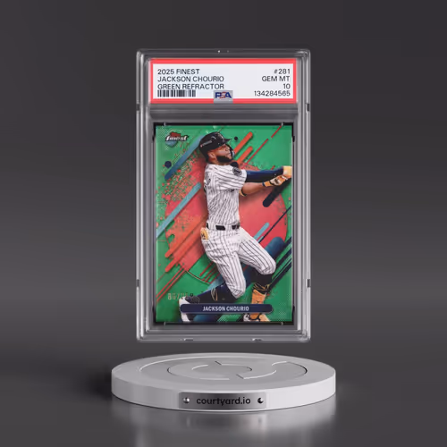 2025 Topps Finest #281 Jackson Chourio - Green Refractor (PSA 10 GEM MINT)