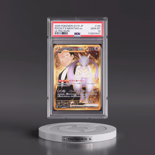 2025 Pokémon SV10-Glory of Team Rocket #130 Team Rocket's Mewtwo EX - Holo Ultra Rare (PSA 10 GEM MI