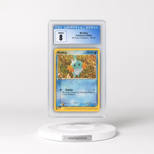 2003 EX Ruby & Sapphire (2003 Copyright, w/ "e" Symbol) #59/109 Mudkip (CGC 8 NM-MT)