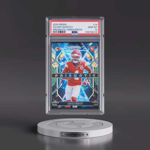 2024 Panini Prizm Prizmatic #14 Xavier Worthy - Green Prizm (PSA 10 GEM MINT)