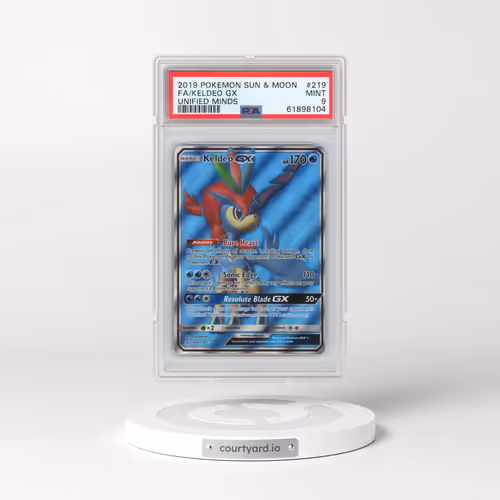 2019 Pokémon Sun & Moon Unified Minds #219 Keldeo GX - Holo Full Art (PSA 9 MINT)