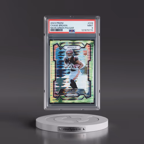 2023 Panini Prizm #318 Chase Brown - Neon Green Pulsar (PSA 9 MINT)