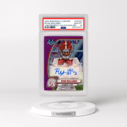 2024 Bowman University Chrome Bowman Chrome Prospect Autographs #PARWI Ryan Williams - Fuchsia Refractor (PSA 10 GEM MINT)