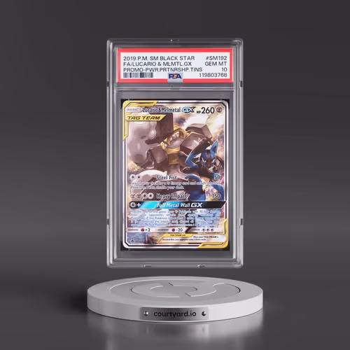 2019 Pokémon SM Black Star Promo #SM192 Lucario & Melmetal GX - Holo Full Art Power Partnership Tins