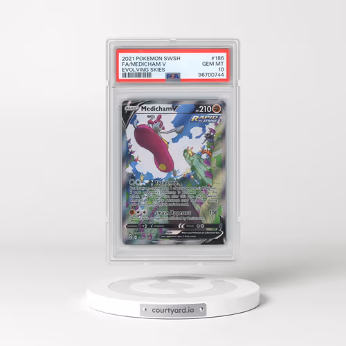 2021 Pokémon Sword & Shield Evolving Skies #186 Medicham V - Holo Full Art (PSA 10 GEM MINT)