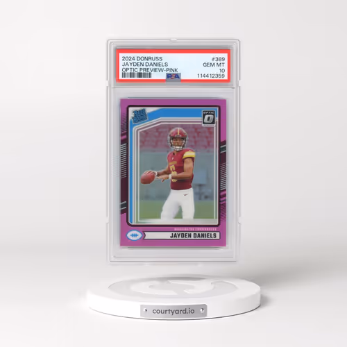 2024 Panini Donruss #389 Jayden Daniels - Optic Preview-Pink (PSA 10 GEM MINT)