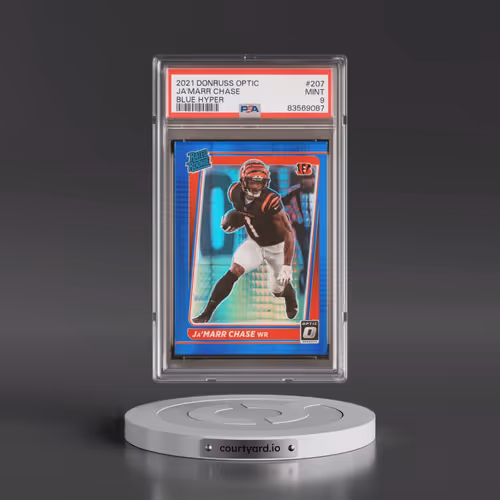 2021 Panini Donruss Optic #207 JA'Marr Chase - Blue Hyper (PSA 9 MINT)