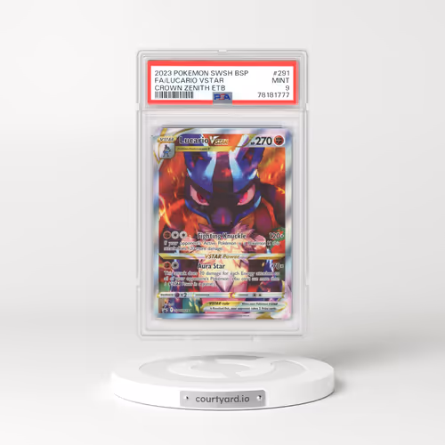 2023 Pokémon Swsh Black Star Promo #291 Lucario Vstar - Full Art Crown Zenith Elite Trainer Box (PSA 9 MINT)