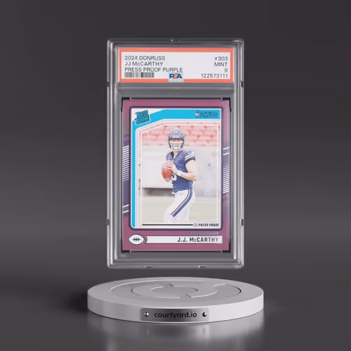 2024 Panini Donruss #303 JJ McCarthy - Press Proof Purple (PSA 9 MINT)