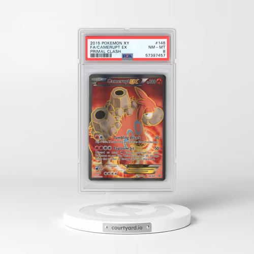2015 Pokémon XY Primal Clash #146 Camerupt EX - Holo Full Art (PSA 8 NM-MT)