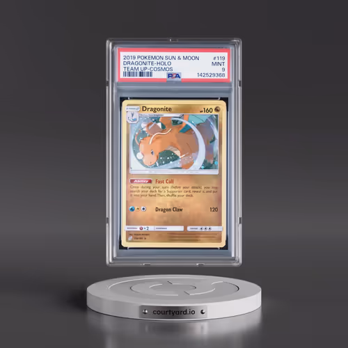 2019 Pokémon Sun & Moon Team Up #119 Dragonite - Holo Cosmos (PSA 9 MINT)