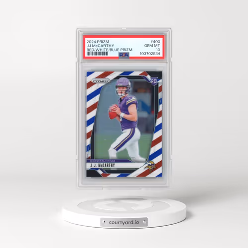 2024 Panini Prizm #400 JJ McCarthy - Red/White/Blue Prizm (PSA 10 GEM MINT)