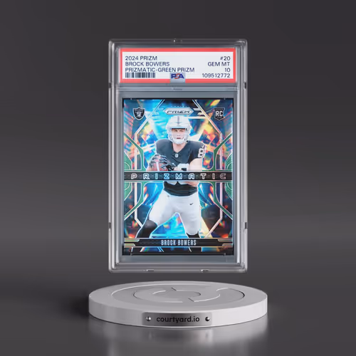 2024 Panini Prizm Prizmatic #20 Brock Bowers - Green Prizm (PSA 10 GEM MINT)