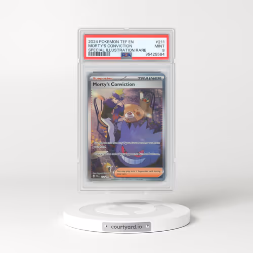 2024 Pokémon Tef EN-Temporal Forces #211 Morty's Conviction - Special Illustration Rare (PSA 9 MINT)