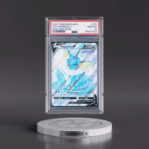 2021 Pokémon Sword & Shield Evolving Skies #172 Vaporeon V - Holo Full Art (PSA 10 GEM MINT)