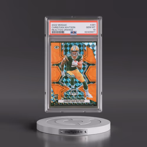 2022 Panini Mosaic #281 Christian Watson - Reactive Orange (PSA 10 GEM MINT)