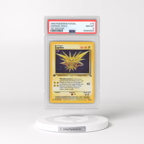 1999 Pokémon Fossil #15 Zapdos - 1st Edition Holo (PSA 8 NM-MT)