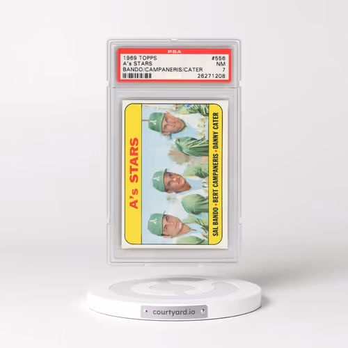 1969 Topps #556 A's Stars - Bando/Campaneris/Cater (PSA 7 NM)