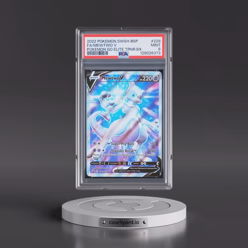 2022 Pokémon Swsh Black Star Promo #229 Mewtwo V - Holo Full Art Pokemon Go Elite Trainer Box (PSA 9