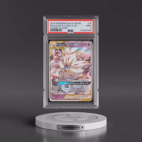 2019 Pokémon Sun & Moon Cosmic Eclipse #75 Solgaleo & Lunala GX - Holo (PSA 9 MINT)