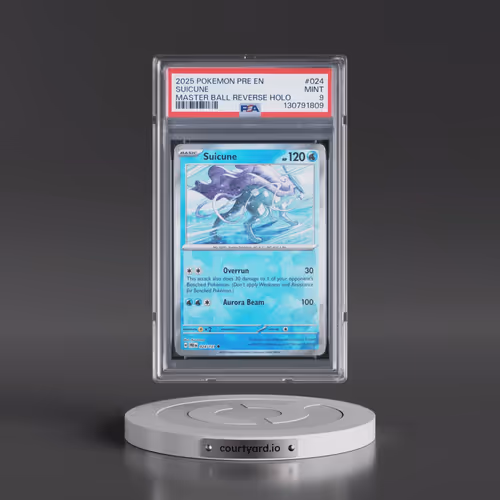 2025 Pokémon Pre EN-Prismatic Evolutions #024 Suicune - Reverse Holo Master Ball (PSA 9 MINT)
