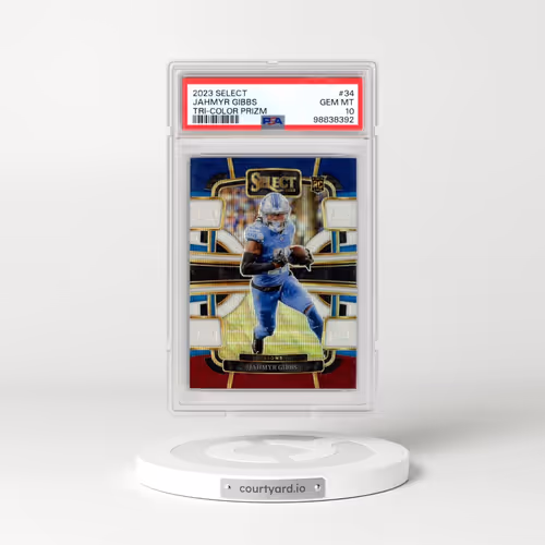 2023 Panini Select #34 Jahmyr Gibbs - Tri-Color Prizm (PSA 10 GEM MINT)