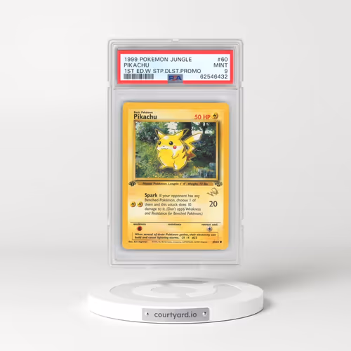 1999 Pokémon Jungle #60 Pikachu - 1st Edition W Stamp Duelist Promo (PSA 9 MINT)