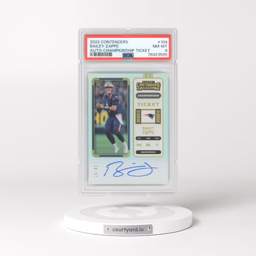 2022 Panini Contenders #104 Bailey Zappe - Autograph-Championship Ticket (PSA 8 NM-MT)