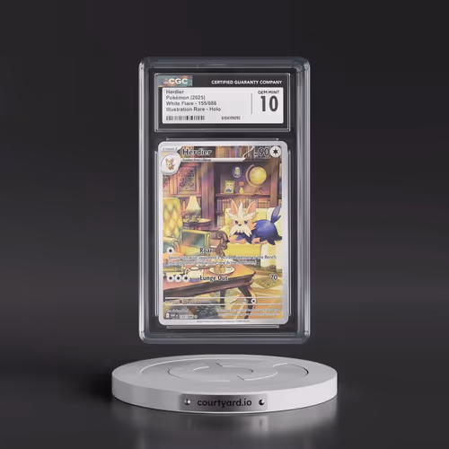 2025 Pokémon Wht EN-White Flare #155 Herdier - Illustration Rare (CGC 10 GEM MINT)