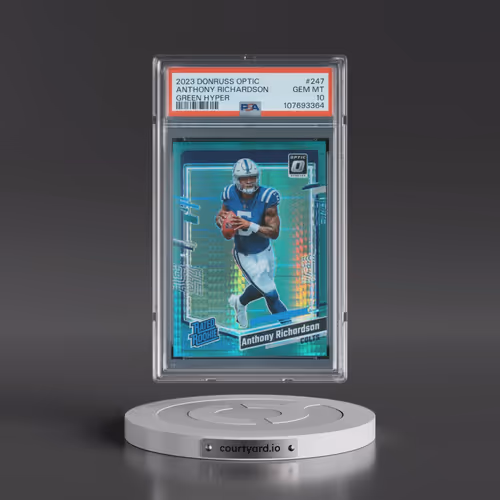 2023 Panini Donruss Optic #247 Anthony Richardson - Green Hyper (PSA 10 GEM MINT)