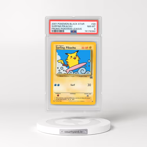 1999 Black Star Promos #28 Surfing Pikachu - Pokémon League (PSA 8 NM-MT)