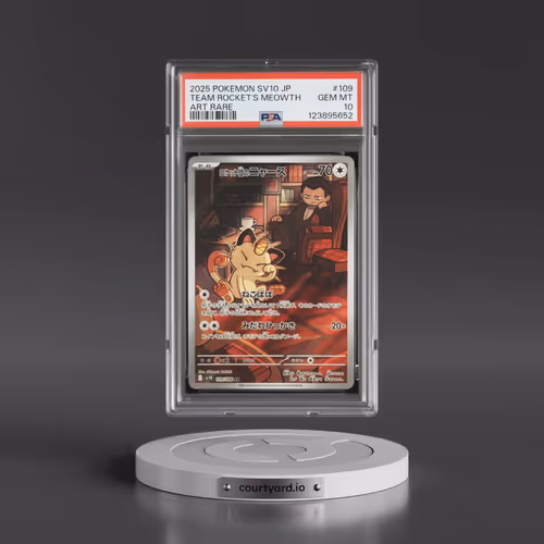 2025 Pokémon SV10-Glory of Team Rocket #109 Team Rocket's Meowth - Art Rare (PSA 10 GEM MINT)