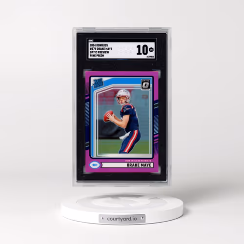 2024 Donruss #379 Drake Maye - Optic Preview Pink Prizm (SGC 10 GEM MINT)