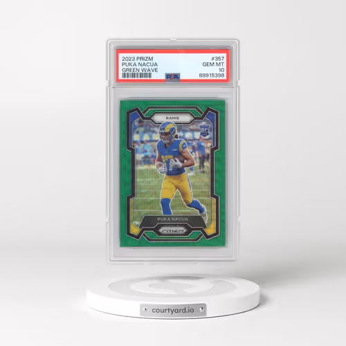 2023 Panini Prizm #357 Puka Nacua - Green Wave (PSA 10 GEM MINT)