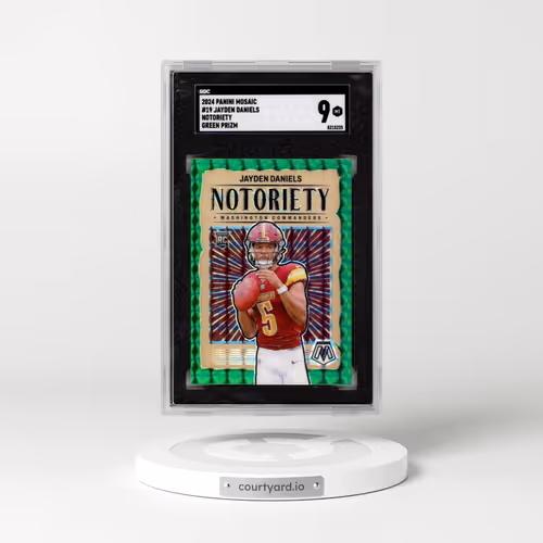 2024 Panini Mosaic #19 Jayden Daniels - Notoriety Green Prizm (SGC 9 MINT)