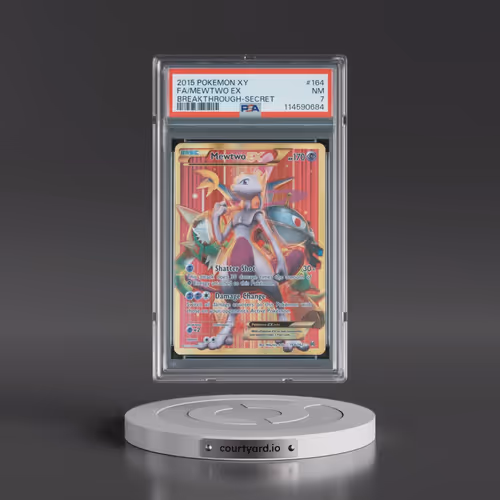 2015 Pokémon XY Breakthrough #164 Mewtwo EX - Holo Full Art Secret (PSA 7 NM)