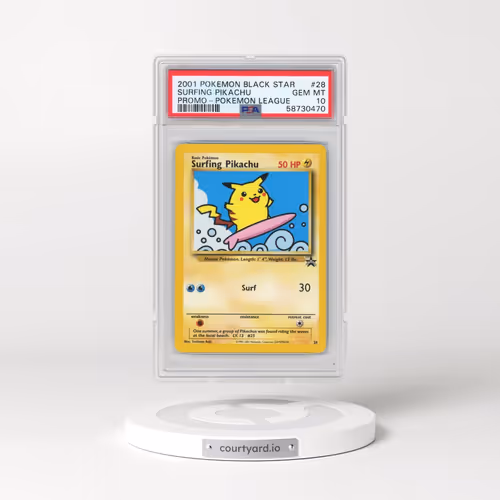 2001 Pokémon Promo Black Star #28 Surfing Pikachu - Pokemon League (PSA 10 GEM MINT)