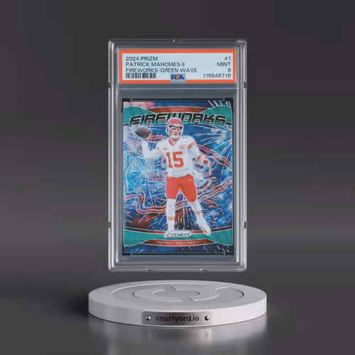2024 Panini Prizm Fireworks #1 Patrick Mahomes II - Green Wave (PSA 9 MINT)