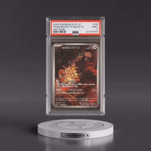 2025 Pokémon SV10-Glory of Team Rocket #109 Team Rocket's Meowth - Art Rare (PSA 9 MINT)