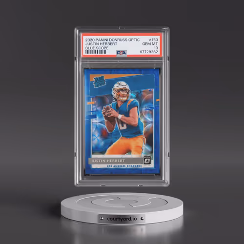 2020 Panini Donruss Optic #153 Justin Herbert - Blue Scope (PSA 10 GEM MINT)