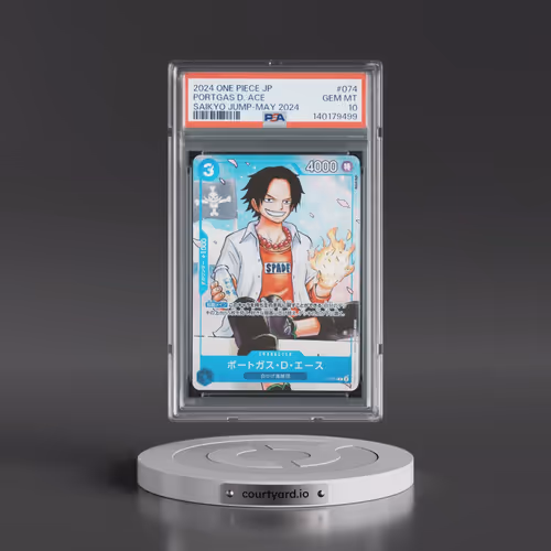 2024 One Piece Japanese Promos #074 Portgas D. Ace - Saikyo Jump-May 2024 (PSA 10 GEM MINT)