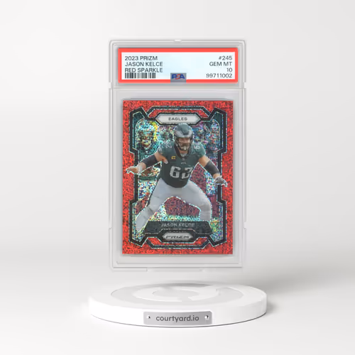 2023 Panini Prizm #245 Jason Kelce - Red Sparkle (PSA 10 GEM MINT)